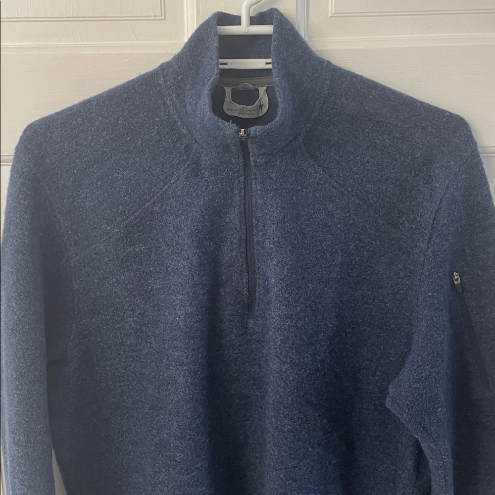 Smartwool wool blend navy quarter zip sweater men’s size medium - Picture 2 of 16
